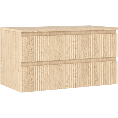 Mexen Rivel Badezimmerschrank 90 cm mit Arbeitsplatte, 2 Schubladen, Rillen, Eiche - 91A20-09047-2-BFFC81