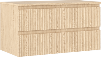 Mexen Rivel Badezimmerschrank 90 cm mit Arbeitsplatte, 2 Schubladen, Rillen, Eiche - 91A20-09047-2-BFFC81
