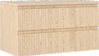 Mexen Rivel badkamerkast met wastafelblad 90 cm, 2 lades, geribbeld, eiken - 91A20-09047-2-BFFC81