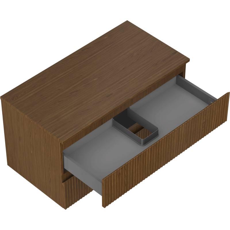 Mexen Rivel mobile da bagno sospeso 90 cm con piano, 2 cassetti, scanalato, noce - 91A20-09047-2-BFFC86