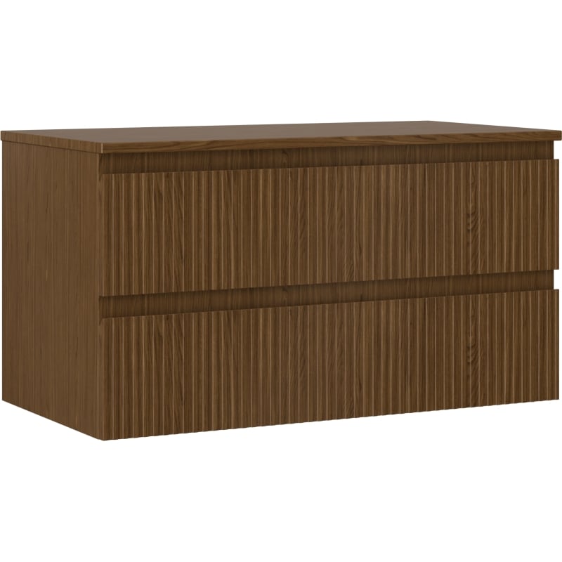 Mexen Rivel 90 cm valamu alune kapp koos tööpinnaga, 2 sahtlit, rihveldatud, pähkel - 91A20-09047-2-BFFC86