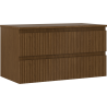 Mexen Rivel Badezimmerunterschrank 90 cm mit Arbeitsplatte, 2 Schubladen, geriffelt, Walnuss - 91A20-09047-2-BFFC86