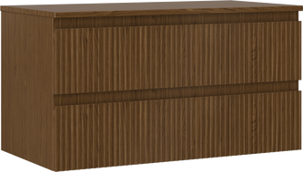 Mexen Rivel badkamerkastje onder de wastafel 90 cm met blad, 2 laden, geribbeld, walnoot - 91A20-09047-2-BFFC86