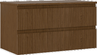 Mexen Rivel szafka łazienkowa podumywalkowa 90 cm z blatem, 2 szuflady, ryflowana , orzech - 91A20-09047-2-BFFC86