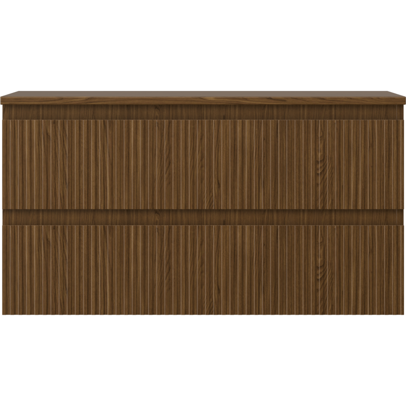 Mexen Rivel mobile da bagno sospeso 90 cm con piano, 2 cassetti, scanalato, noce - 91A20-09047-2-BFFC86