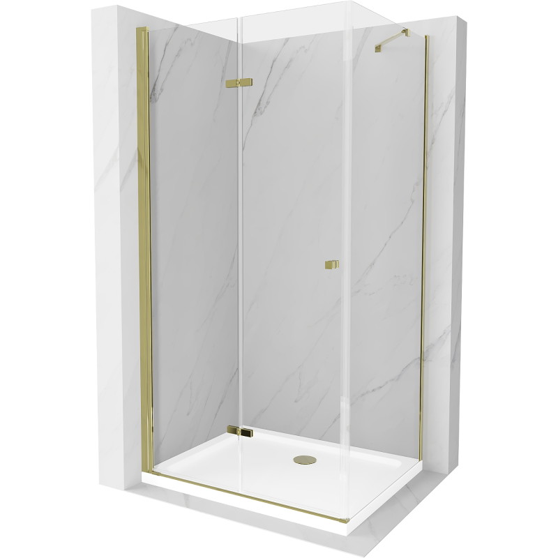 Mexen Lima folding shower cabin 80 x 70 cm, transparent, gold + Flat tray - 856-080-070-50-00-4010