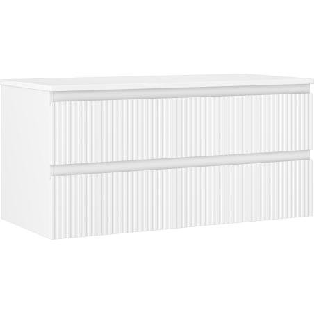 Mexen Rivel Badezimmerunterschrank 100 cm mit Platte, 2 Schubladen, gerillt, weiß matt - 91A20-10047-2-BFFC01