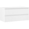 Mexen Rivel szafka łazienkowa podumywalkowa 100 cm z blatem, 2 szuflady, ryflowana , biała mat - 91A20-10047-2-BFFC01