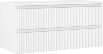 Mexen Rivel badkamerkastje onder wastafel 100 cm met blad, 2 lades, gegroefd, wit mat - 91A20-10047-2-BFFC01