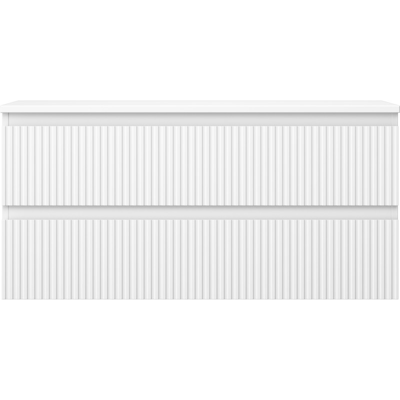 Mexen Rivel Badezimmerschrank unter Waschbecken 100 cm mit Platte, 2 Schubladen, gerillt, weiß matt - 91A20-10047-2-BFFC01