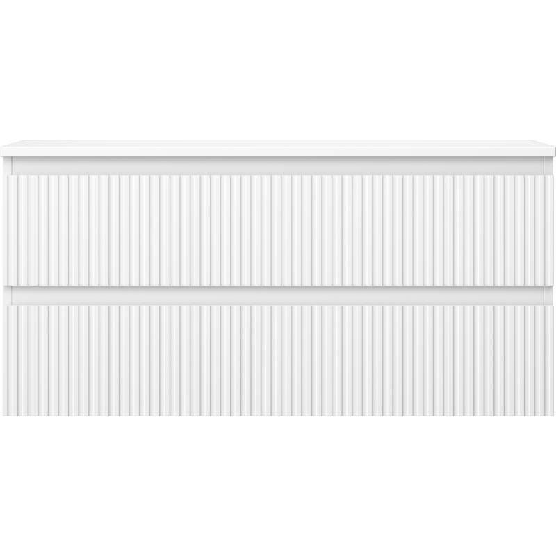 Mexen Rivel meuble de salle de bain sous-lavabo 100 cm avec plateau, 2 tiroirs, rainuré, blanc mat - 91A20-10047-2-BFFC01