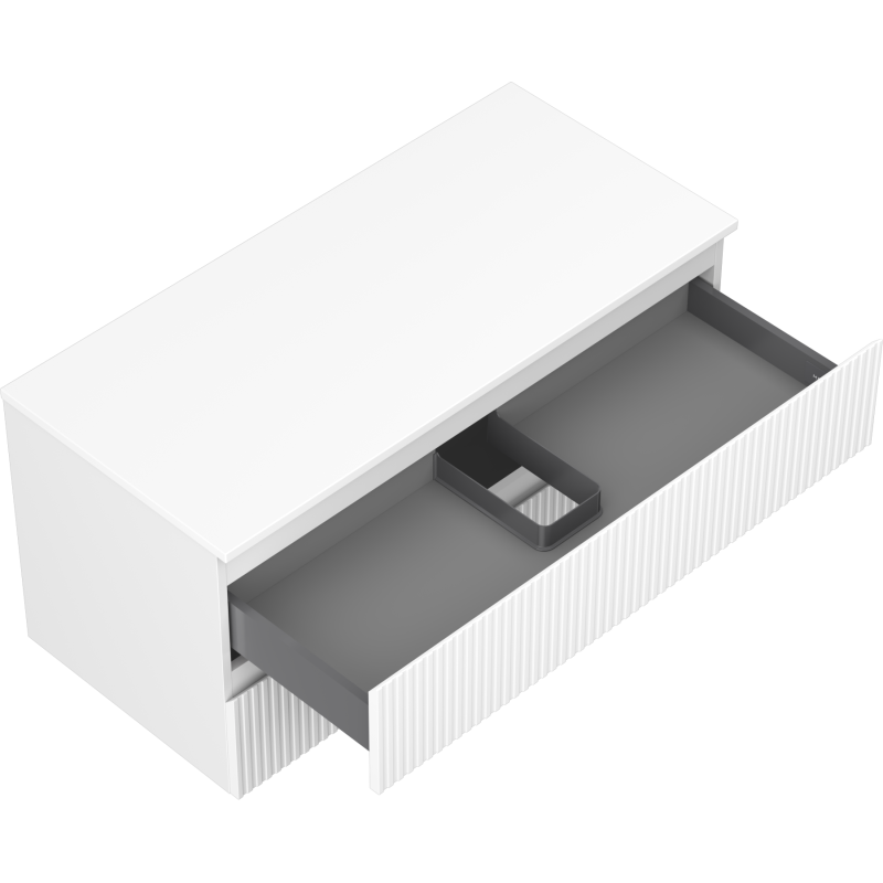 Mexen Rivel mobiletto da bagno per lavabo 100 cm con piano, 2 cassetti, scanalato, bianco opaco - 91A20-10047-2-BFFC01