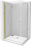 Mexen Lima vouwdeur douchecabine 80 x 100 cm, transparant, goud + Flat douchebak - 856-080-100-50-00-4010