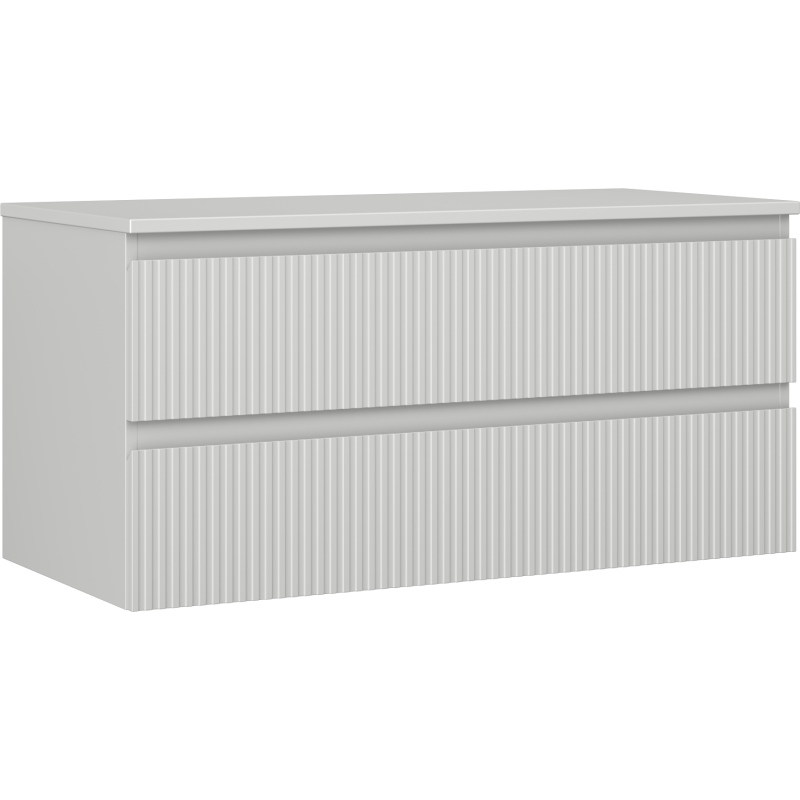 Mexen Rivel Badezimmerunterschrank 100 cm mit Platte, 2 Schubladen, geriffelt, grau matt - 91A20-10047-2-BFFC62