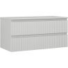 Mexen Rivel bathroom cabinet under sink 100 cm with countertop, 2 drawers, grooved, matte gray - 91A20-10047-2-BFFC62