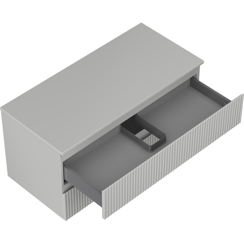 Mexen Rivel armoire de salle de bains sous lavabo 100 cm avec plateau, 2 tiroirs, rainurée, gris mat - 91A20-10047-2-BFFC62