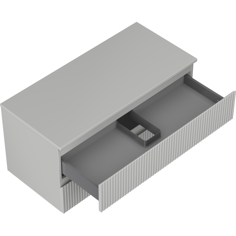 Mexen Rivel Badezimmer-Unterschrank 100 cm mit Platte, 2 Schubladen, gerillt, grau matt - 91A20-10047-2-BFFC62