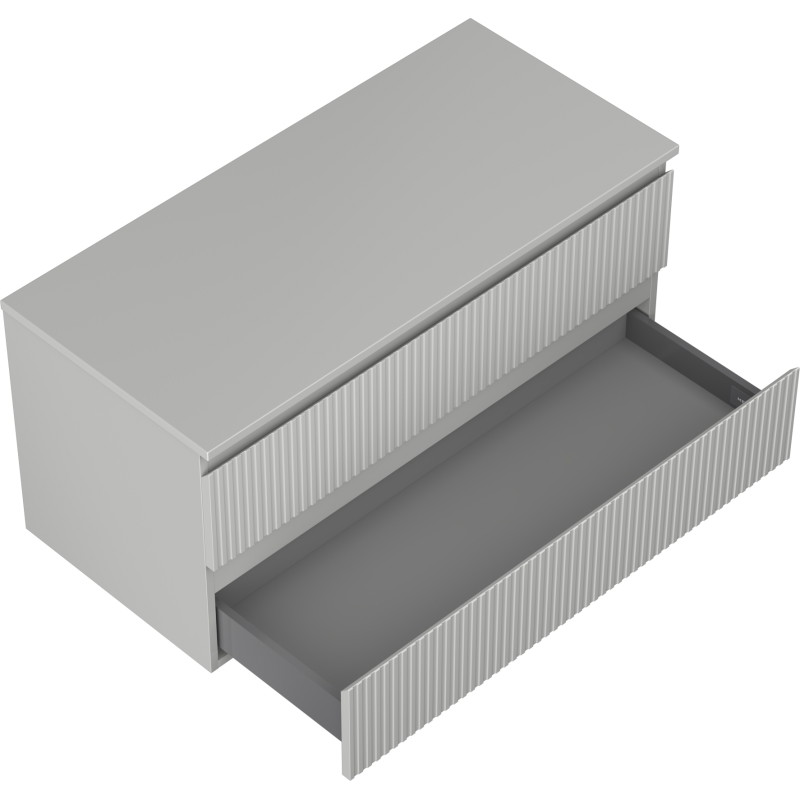 Mexen Rivel armadietto da bagno sottolavabo 100 cm con piano, 2 cassetti, scanalato, grigio opaco - 91A20-10047-2-BFFC62