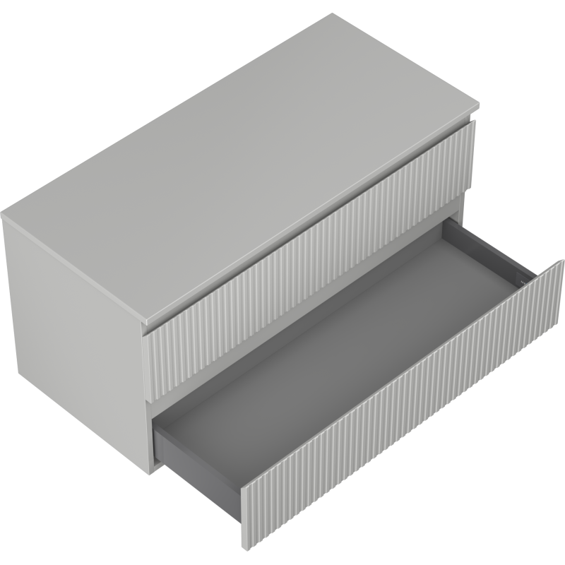 Mexen Rivel armario de baño debajo del lavabo de 100 cm con encimera, 2 cajones, ranurado, gris mate - 91A20-10047-2-BFFC62