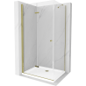 Mexen Lima Duschkabine faltbar 90 x 70 cm, transparent, gold + Duschwanne Flat - 856-090-070-50-00-4010