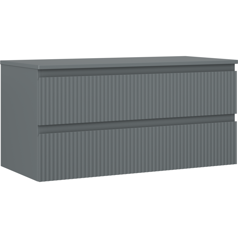 Mexen Rivel mueble de baño bajo lavabo 100 cm con encimera, 2 cajones, ranurado, grafito mate - 91A20-10047-2-BFFC66