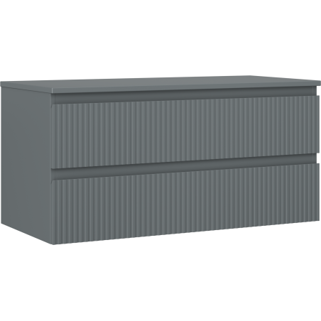 Mexen Rivel badkamerkastje voor wastafel 100 cm met blad, 2 lades, geribbeld, mat grafiet - 91A20-10047-2-BFFC66