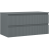 Mexen Rivel badkamerkast onder wastafel 100 cm met blad, 2 laden, gefreesd, grafiet mat - 91A20-10047-2-BFFC66