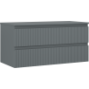 Mexen Rivel badkamerkastje voor wastafel 100 cm met blad, 2 lades, geribbeld, mat grafiet - 91A20-10047-2-BFFC66