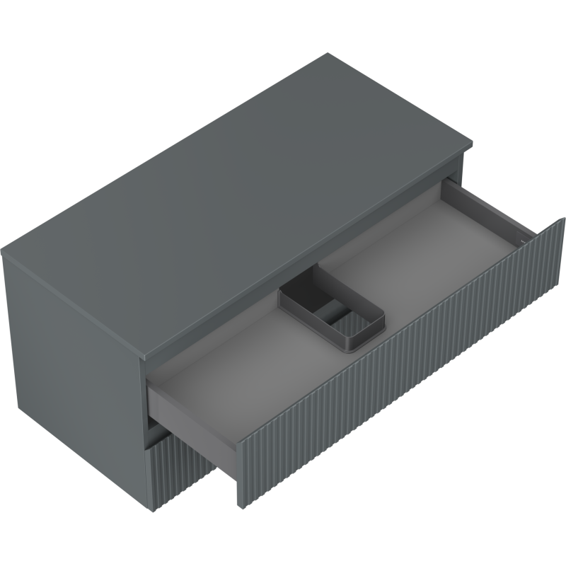 Mexen Rivel meuble de salle de bain sous lavabo 100 cm avec plateau, 2 tiroirs, rainuré, graphite mat - 91A20-10047-2-BFFC66