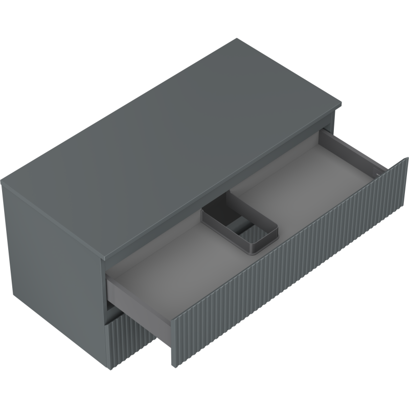 Mexen Rivel mueble de baño bajo lavabo 100 cm con encimera, 2 cajones, ranurado, grafito mate - 91A20-10047-2-BFFC66