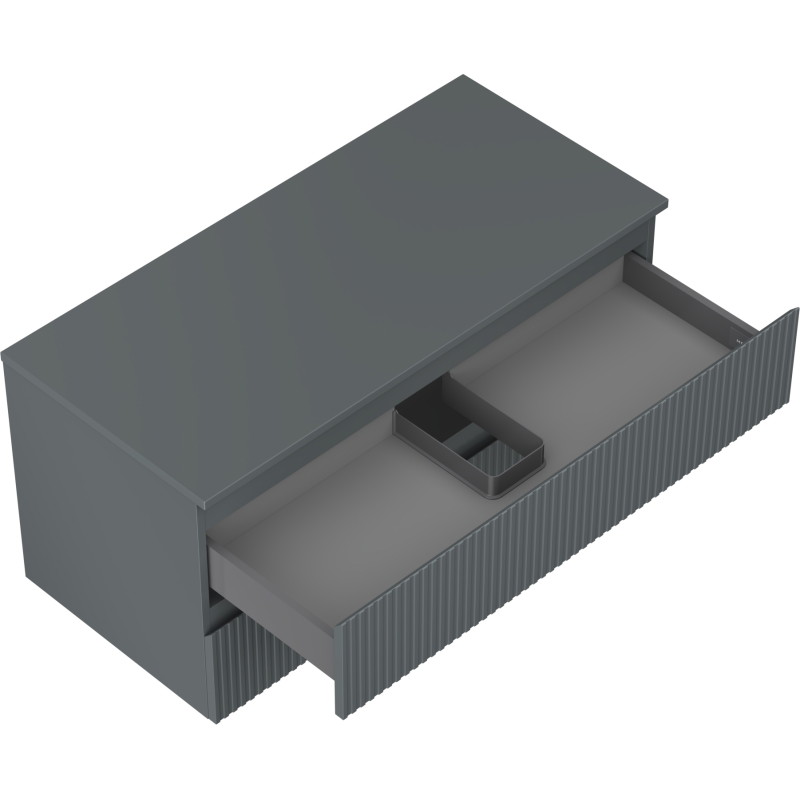 Mexen Rivel mueble de baño con fregadero de 100 cm con encimera, 2 cajones, ranurado, grafito mate - 91A20-10047-2-BFFC66