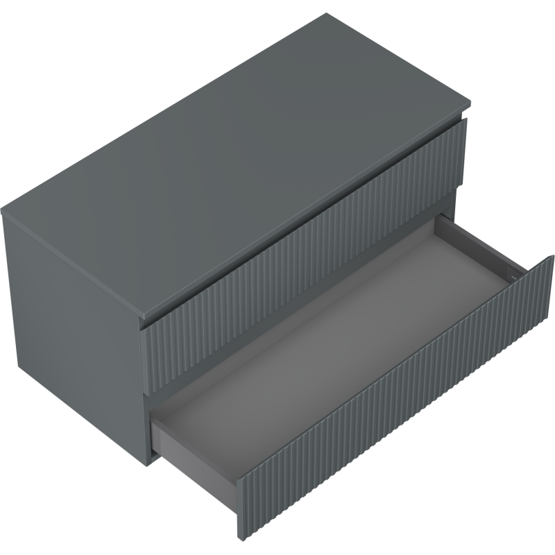 Mexen Rivel Badezimmerschrank 100 cm mit Waschbeckenunterschrank, 2 Schubladen, geriffelt, Graphit matt - 91A20-10047-2-BFFC66