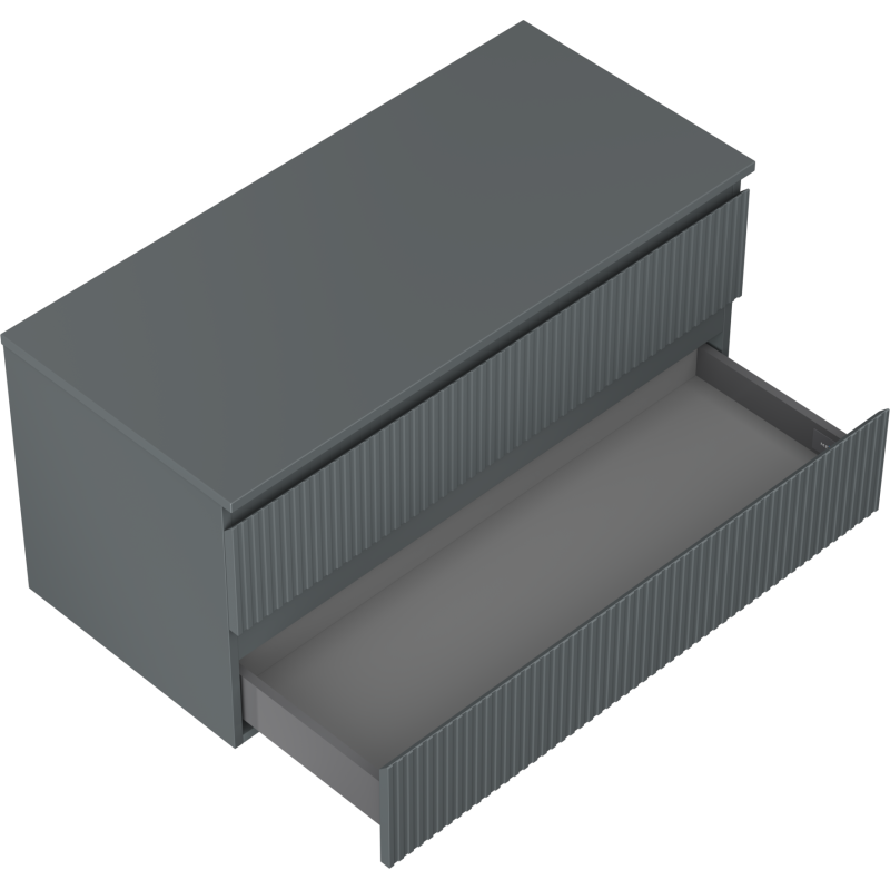 Mexen Rivel mueble de baño bajo lavabo 100 cm con encimera, 2 cajones, ranurado, grafito mate - 91A20-10047-2-BFFC66