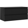 Mexen Rivel armario de baño para lavabo de 100 cm con encimera, 2 cajones, acanalado, negro mate - 91A20-10047-2-BFFC71