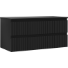Mexen Rivel Badezimmerschrank 100 cm mit Arbeitsplatte, 2 Schubladen, gerillt, schwarz matt - 91A20-10047-2-BFFC71