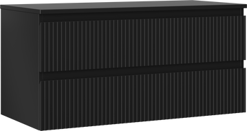 Mexen Rivel Badezimmerschrank 100 cm mit Arbeitsplatte, 2 Schubladen, gerillt, schwarz matt - 91A20-10047-2-BFFC71