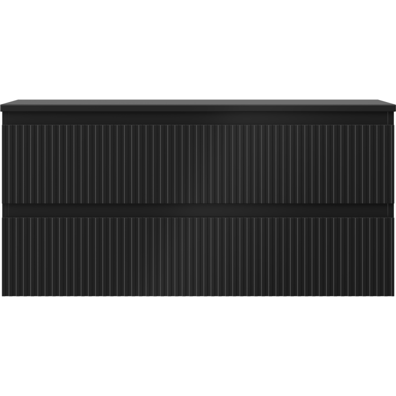 Mexen Rivel armário de casa de banho com tampa de 100 cm, 2 gavetas, frisado, preto mate - 91A20-10047-2-BFFC71