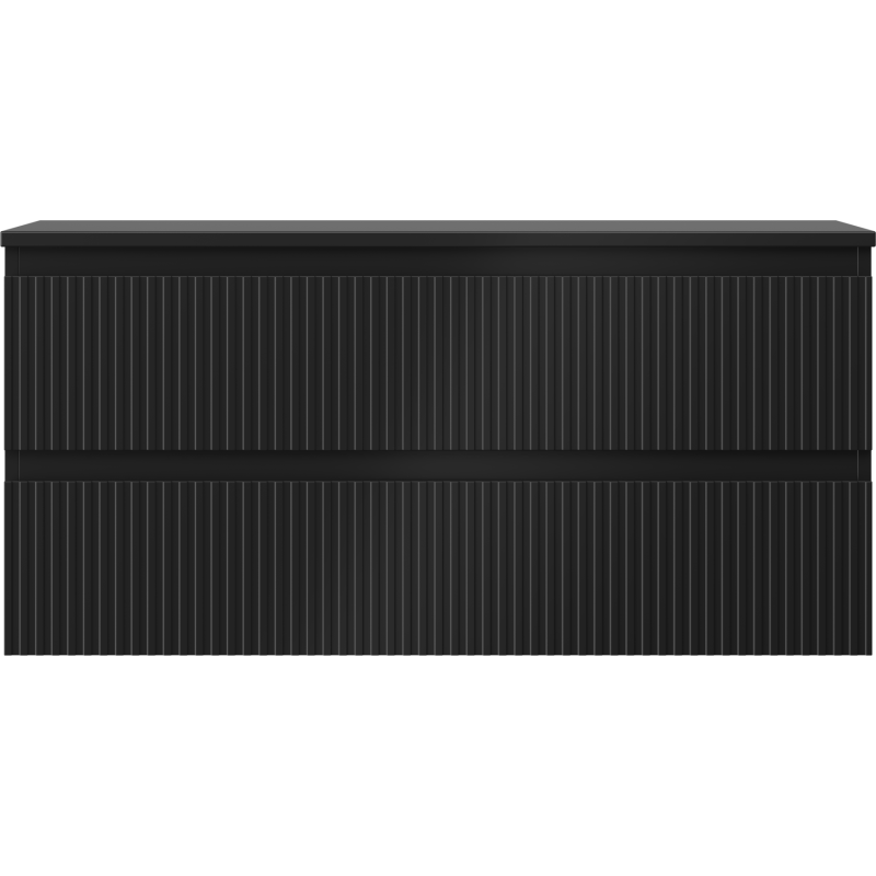 Mexen Rivel Badezimmerschrank 100 cm mit Ablage, 2 Schubladen, geriffelt, schwarz matt - 91A20-10047-2-BFFC71