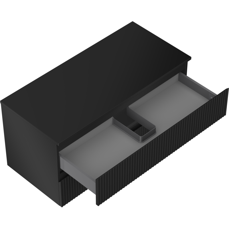 Mexen Rivel armario de baño para lavabo de 100 cm con encimera, 2 cajones, acanalado, negro mate - 91A20-10047-2-BFFC71