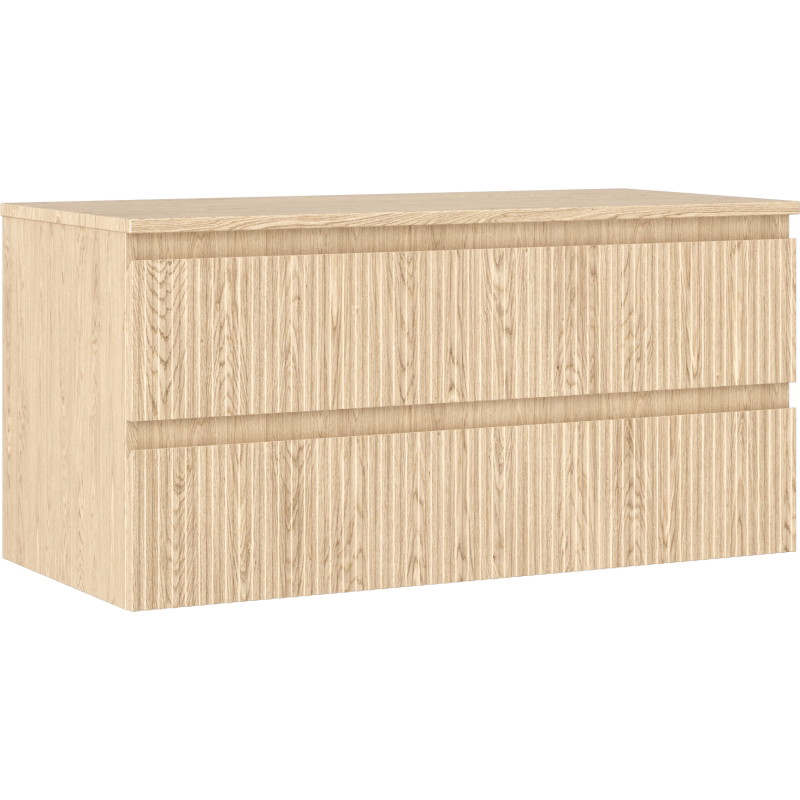 Mexen Rivel armario de baño bajo lavabo de 100 cm con encimera, 2 cajones, acanalado, roble - 91A20-10047-2-BFFC81