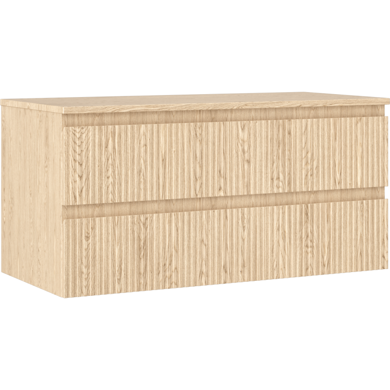 Mexen Rivel meuble de salle de bain sous-lavabo 100 cm avec plateau, 2 tiroirs, rainuré, chêne - 91A20-10047-2-BFFC81