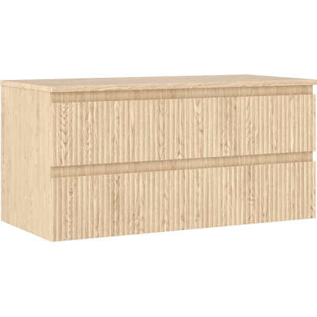 Mexen Rivel meuble de salle de bain sous-lavabo 100 cm avec plateau, 2 tiroirs, rainuré, chêne - 91A20-10047-2-BFFC81