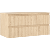 Mexen Rivel meuble de salle de bain sous-lavabo 100 cm avec plateau, 2 tiroirs, rainuré, chêne - 91A20-10047-2-BFFC81