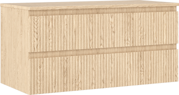 Mexen Rivel 100 cm under-sink bathroom cabinet with countertop, 2 drawers, grooved, oak - 91A20-10047-2-BFFC81