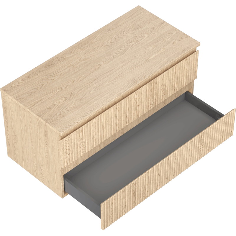 Mexen Rivel badkamerkast onder wastafel 100 cm met blad, 2 laden, gegroefd, eiken - 91A20-10047-2-BFFC81