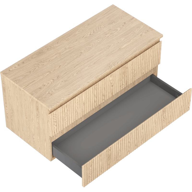 Mexen Rivel mobile bagno sospeso 100 cm con piano, 2 cassetti, scanalato, rovere - 91A20-10047-2-BFFC81