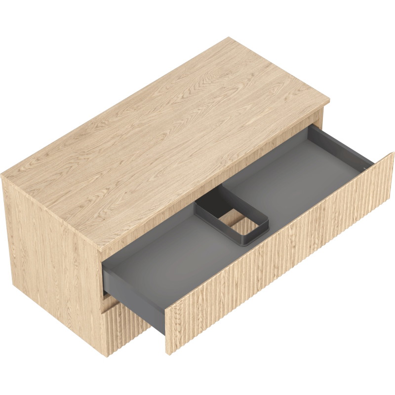 Mexen Rivel badkamerkast onder wastafel 100 cm met blad, 2 laden, gegroefd, eiken - 91A20-10047-2-BFFC81