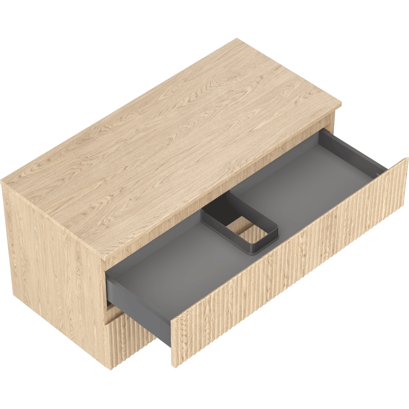 Mexen Rivel bathroom cabinet 100 cm with countertop, 2 drawers, grooved, oak - 91A20-10047-2-BFFC81