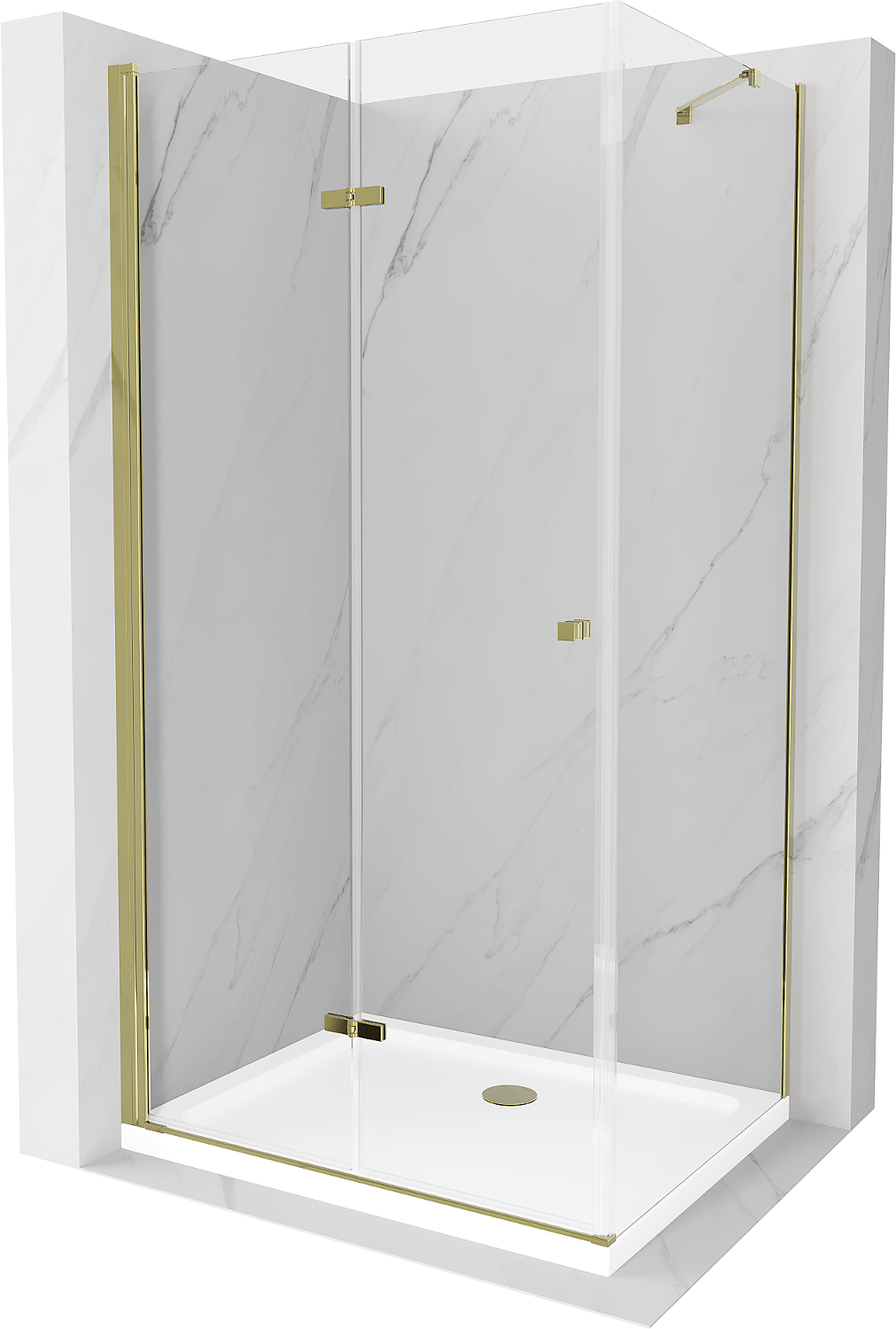 Mexen Lima kabina prysznicowa składana 100 x 80 cm, transparent, złota + brodzik Flat - 856-100-080-50-00-4010