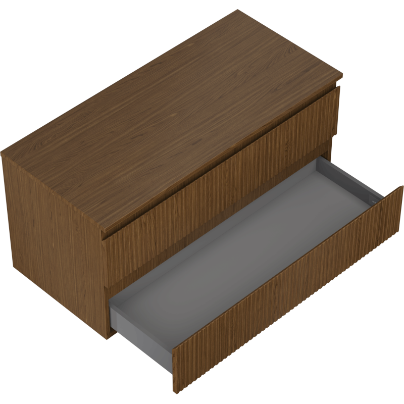 Mexen Rivel mobile da bagno sottolavabo 100 cm con piano, 2 cassetti, scanalato, noce - 91A20-10047-2-BFFC86